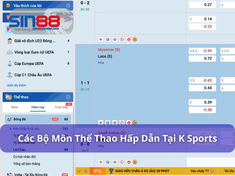 Các bộ môn thể thao mà sảnh cược cung cấp