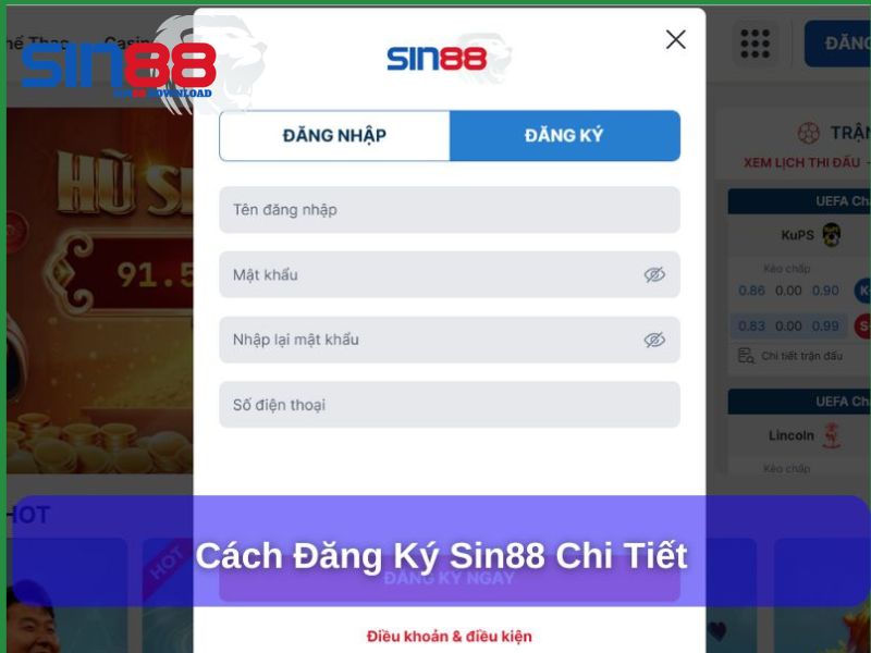 Cách đăng ký Sin88 chi tiết
