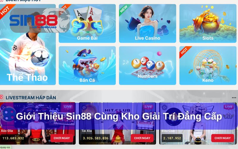Giới thiệu Sin88 cùng kho tàng giải trí đa dạng