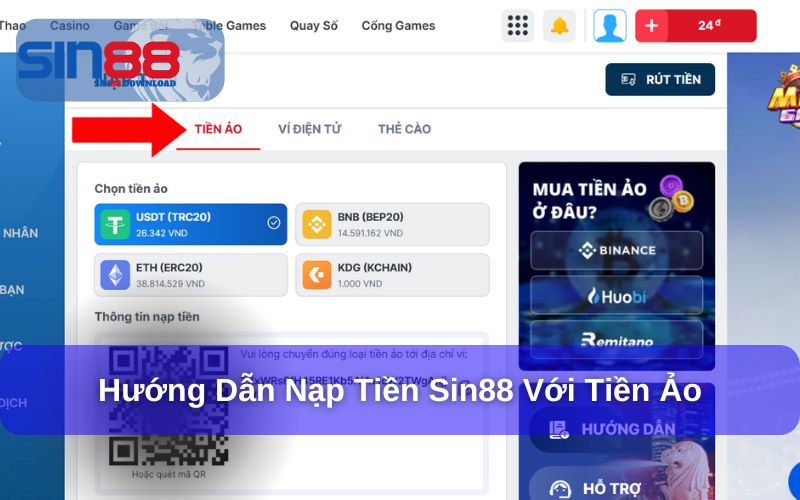 Nạp Tiền Sin88 - Cập Nhật 4 Phương Thức Nạp Nhanh Nhất 9 Nạp tiền Sin88 với tiền điện tử