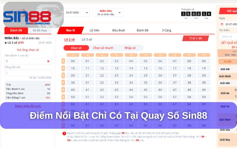 Quay số Sin88 mang tới nhiều ưu điểm nổi bật