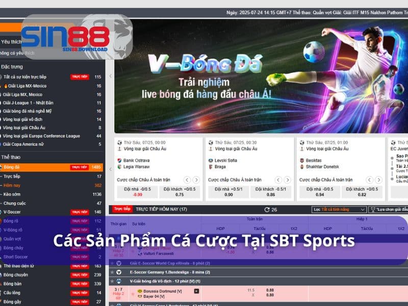 SBT Sports cung cấp nhiều sản phẩm cá cược