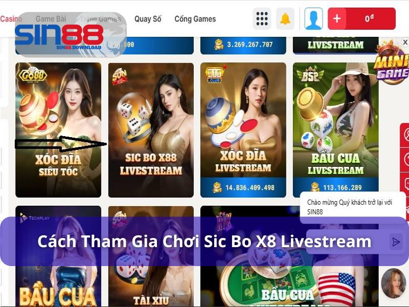 Sic Bo X8 Livestream - Tận Hưởng Vận May Từng Khoảnh Khắc 6 Tham gia chơi Sic bo x8 livestream khá đơn giản