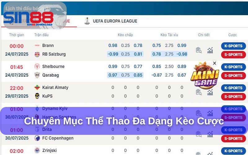 Kèo tài xỉu trong thể thao Sin88 có tỷ lệ thắng cao