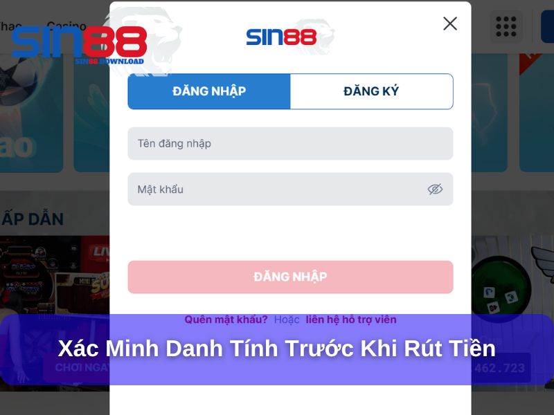 Xác minh danh tính trước khi rút tiền