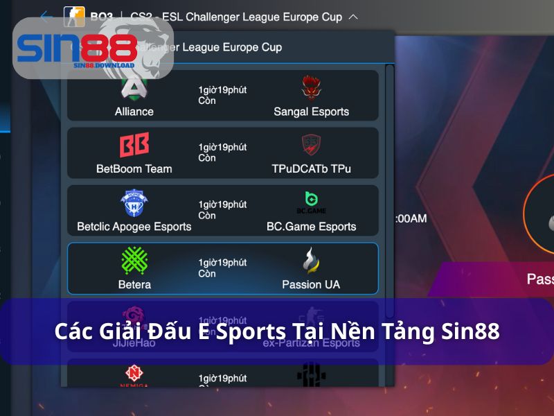 Sin88 mang đến những giải đáp E Sports lớn