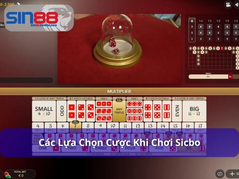 Sicbo - Trải Nghiệm Xúc Xắc Đỉnh Cao Tại Casino Live Sin88 7 Lựa chọn cược hấp dẫn khi chơi Sicbo Sin88