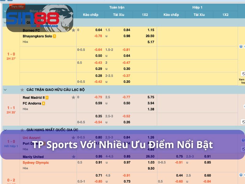 TP Sports sở hữu nhiều ưu điểm nổi bật